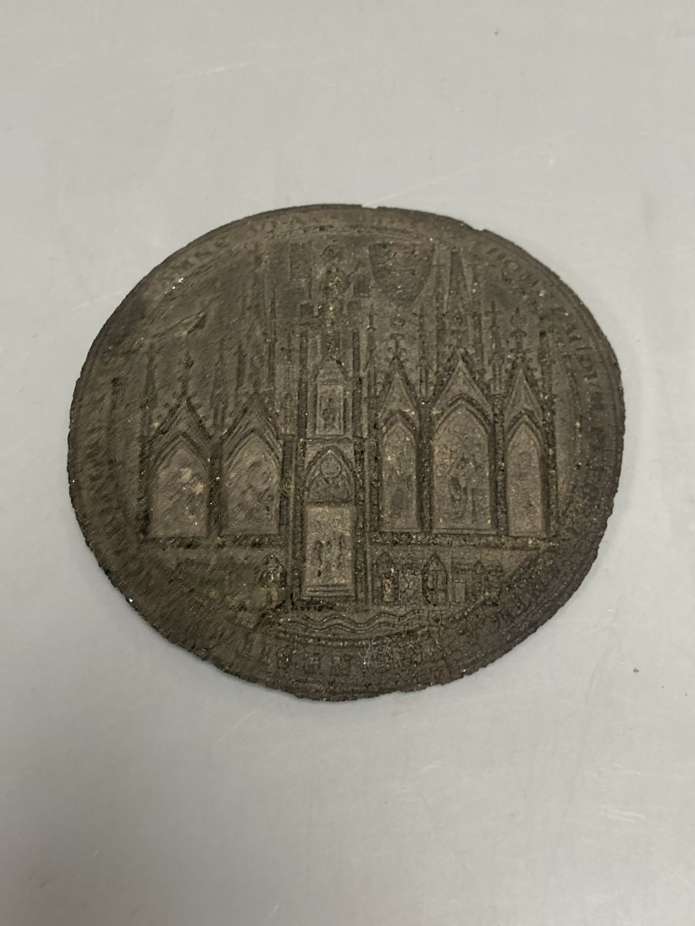 A 13th/14th century wax seal fragment of the Barony of Rye and an impression of the seal of Winchelsea, largest 8.5cm